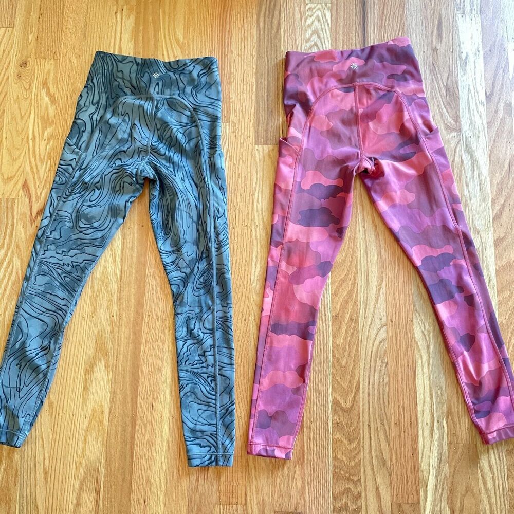 ATHLETA Lot of 2 Ultimate Stash Pockets Mantra Print Leggings Womens Size XXS - Picture 6 of 8
